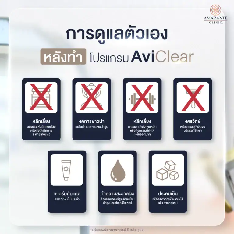 การดูแลตัวเองหลังทำโปรแกรม AviClear
